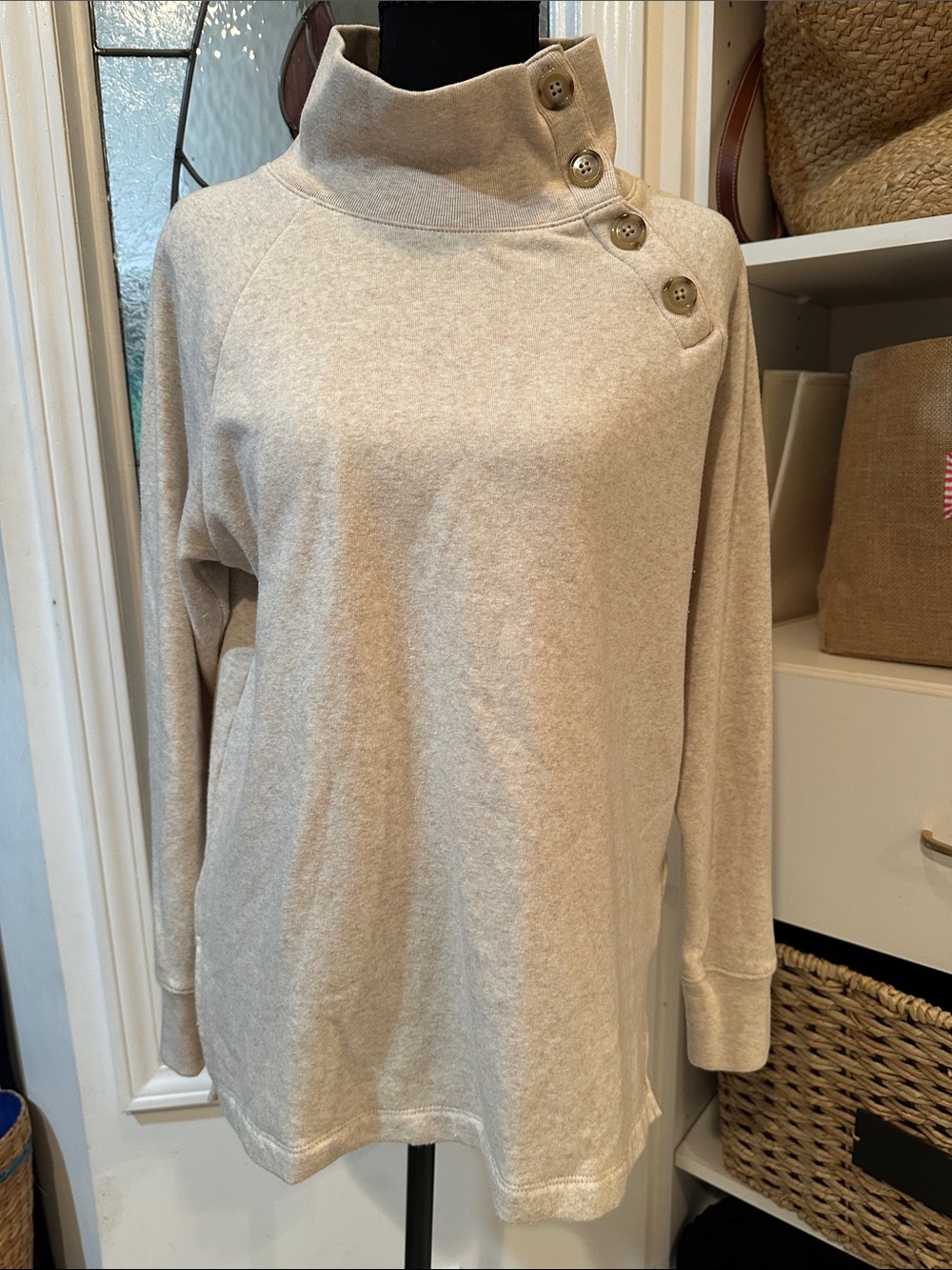 J Crew button collar pullover sweatshirt - Small.  Like new condition!